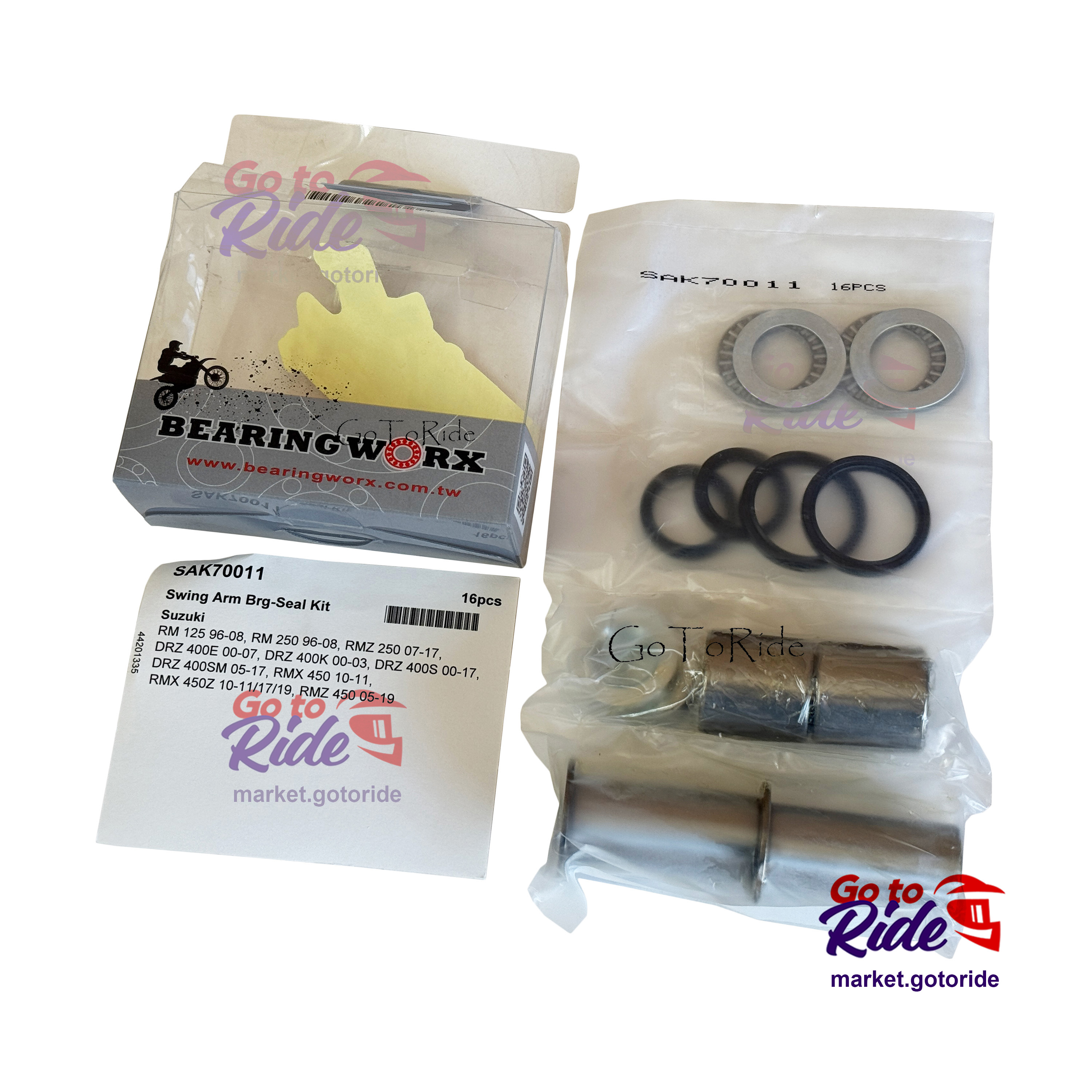 Ремкомплект оси маятника DRZ400 00-23, RMZ250 07-23, RMZ450 05-20 BWX - мотозапчасть